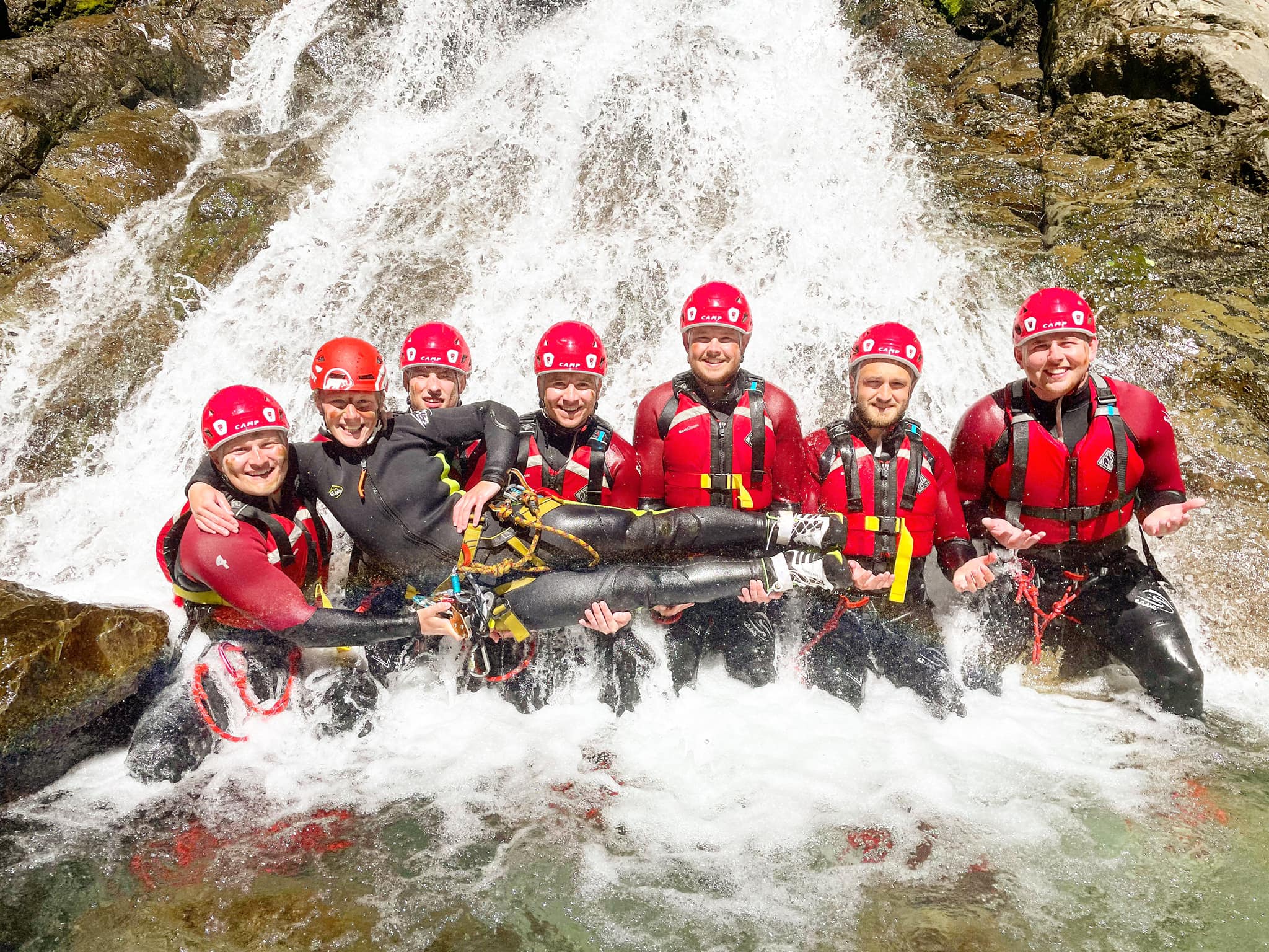 Group in the water near Keswick with Keswick Adventures