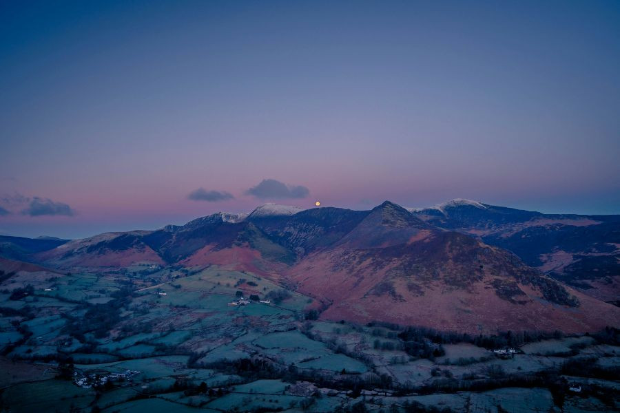 The Newlands Valley from above at night